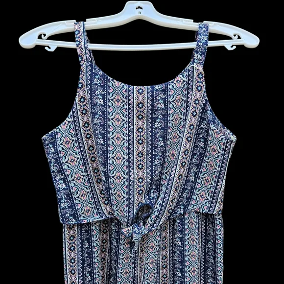 Knit Works Blue Patterned Sleeveless Jumpsuit Girls Size 14 - Picture 4 of 14